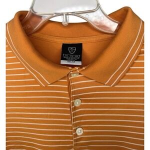 Nike Golf Dri-Fit Men's XXL Orange White Stripe Short Sleeve Polo Shirt Casual